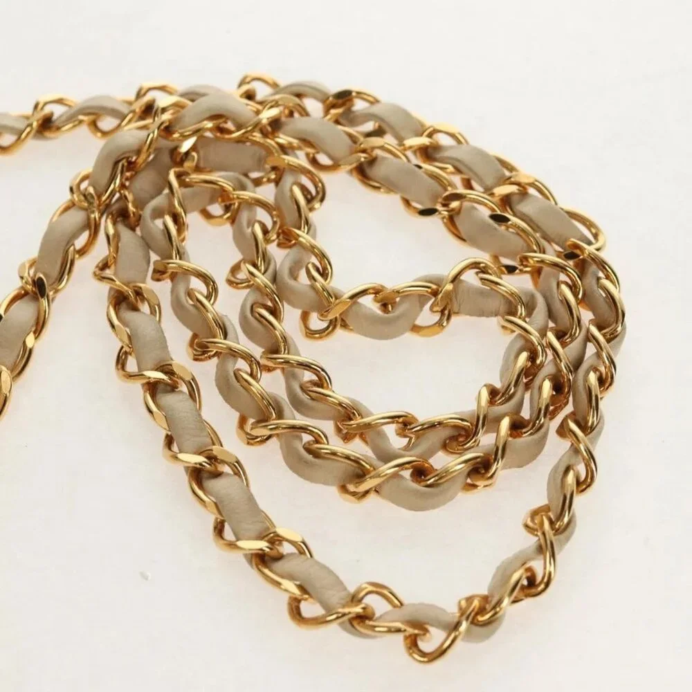 CHANEL Matelasse Chain Shoulder Bag Lamb Skin Ivory Gold CC Auth 154054V - Picture 12 of 16